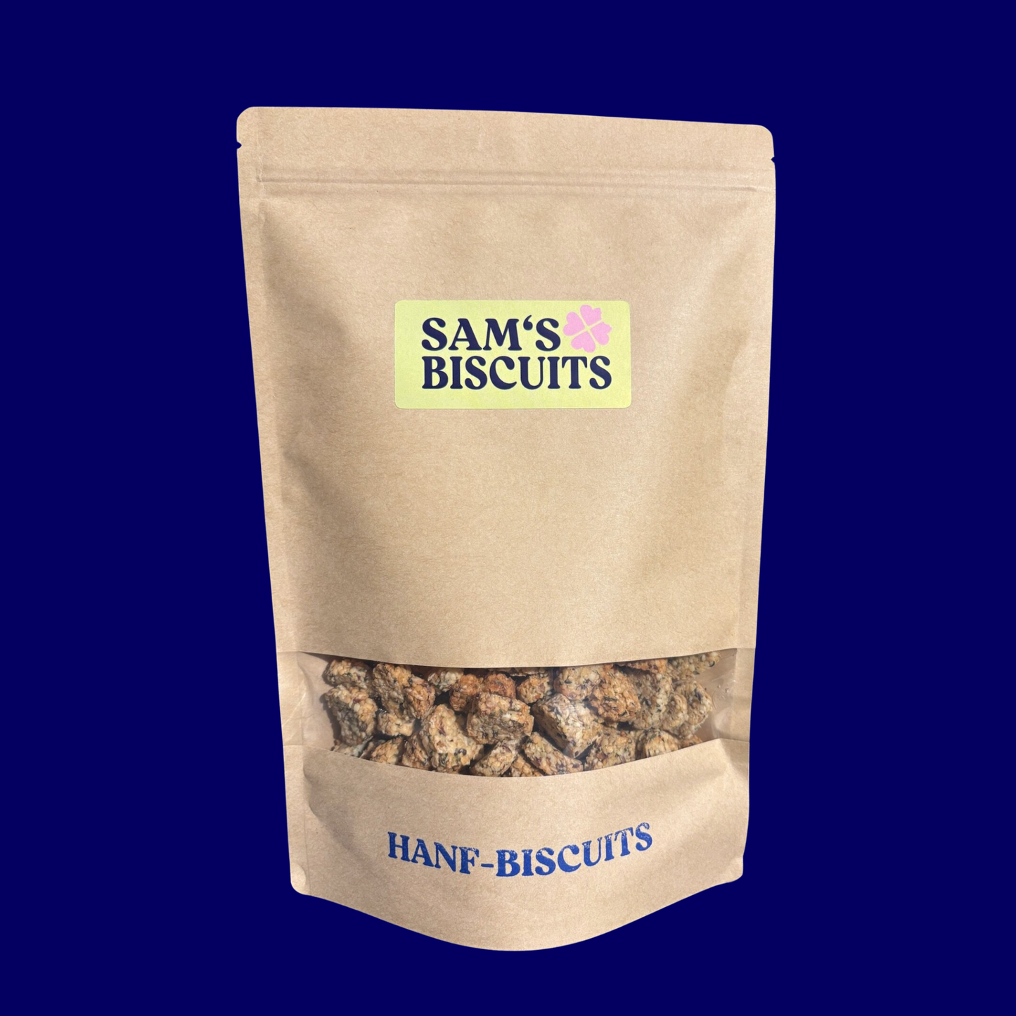 600g Tüte voll mit natürlichen snacks für Hunde in grosspackung, HANF-BISCUITS von SAM'S BISCUITS online kaufen